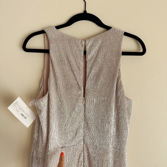 Dessy Collection Rose Gold Soho Metallic Column Front Slide Gown - Size 10 - NWT - Picture 7 of 13